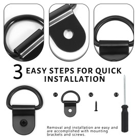 FAELNK Pack of 20 D Mounting Ring Lashing Eyelets Stainless Steel Lashing Eyelets Black with Screws with Load 100 kg for Trailers Trucks Mechanical Camping Boots D Ring Hook