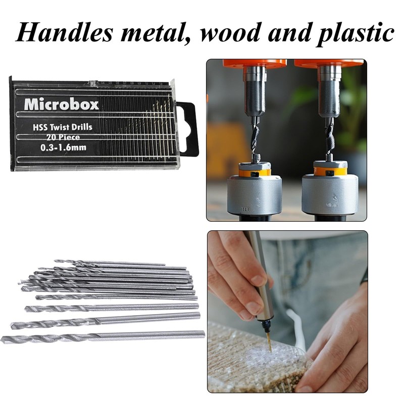 20 Pieces HSS Mini Micro Drill Bit Set 0.3-1.6mm Twist