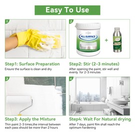 styleonme Tub and Tile Paint White, 50-60sq.ft, Bathtub Washbasin Toilet Ceramic Tile and Kitchen Countertop Refinishing, Odorless and Non-Toxic Heavy Glaze Epoxy Resin Coating