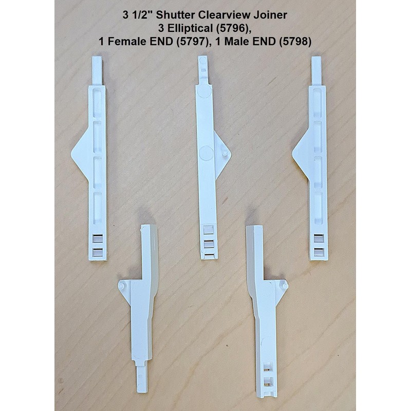 5pc Shutter Joiners. Fit Hunter Douglas Clearview Shutter, Eclipse Shutter