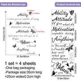 Buiory Removable Vinyl Wall Quotes Decals Ability Motivation Attitude Wall Stickers Peel and Stick Inspirational Wall Art Deor for Kids Boys Girls Nursery Classroom Bedroom Living Room (Black)