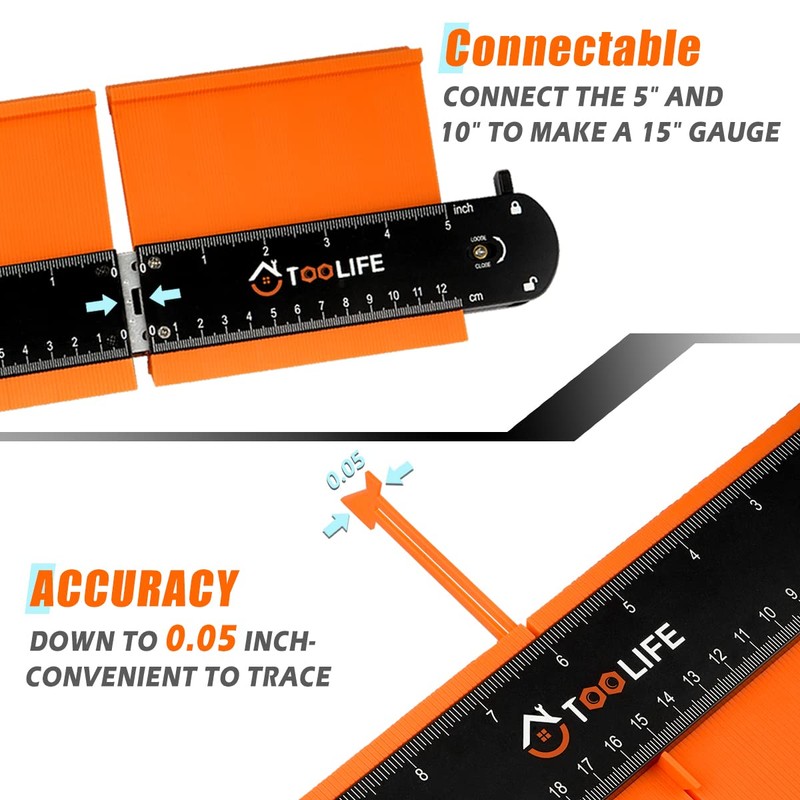 TOOLIFE Connectable Contour Gauge, Gifts for him Men Husband Dad,Woodworking