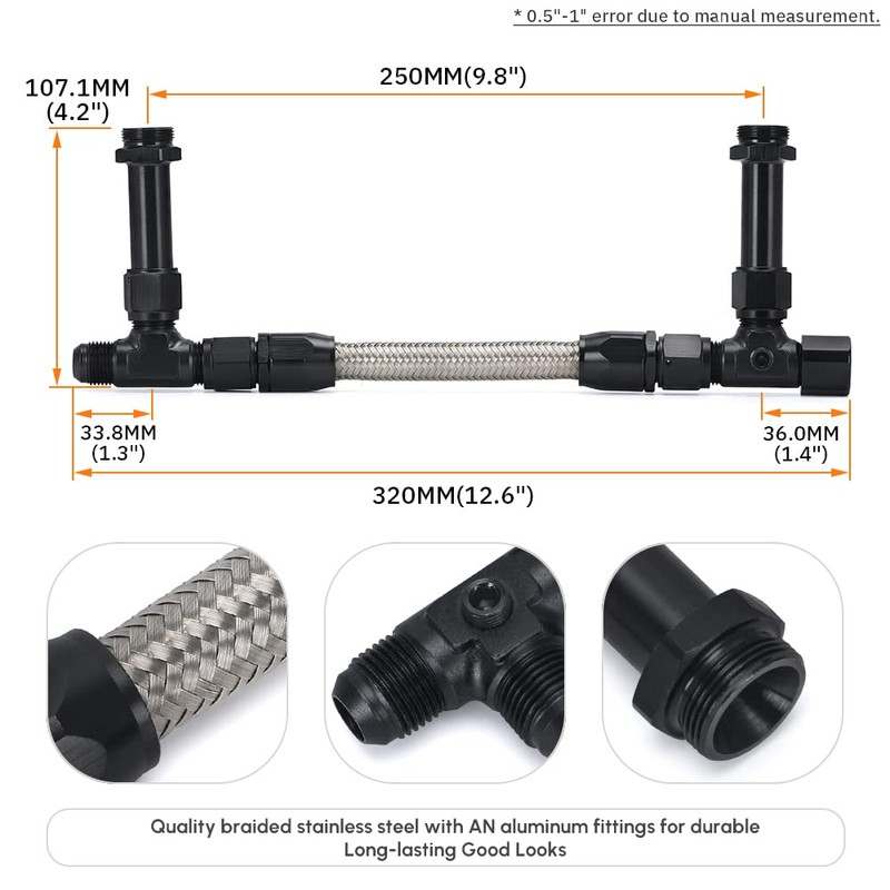 PQY Universal Black 8 AN Male Flare Dual Inlet 4150