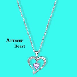 Emma Manor EM Love Heart Necklace 14k White Gold Plated Forever Love Heart Pendant Necklace Cubic Zirconia Jewellery for Women Girl (White Gold-06-Jun)