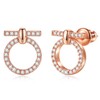 Rose Gold Circle Cubic Zirconia Stud Earrings for Women