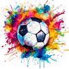 Fabric Panel 14"x14" Colorful Soccer Ball 100% Cotton Quilting Panel