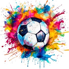 Fabric Panel 14"x14" Colorful Soccer Ball 100% Cotton Quilting Panel Square AM1468