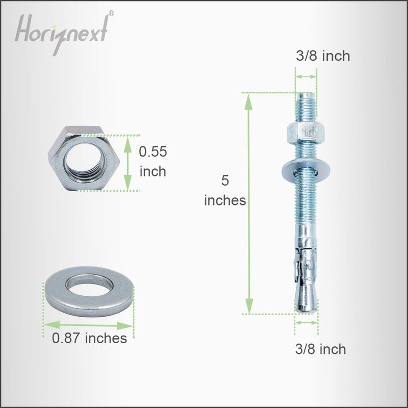 Horiznext 3/8"x 5" Wedge Anchor, for Cement and Concrete only,