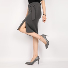 Mettesally Women's Pointed Toe Stiletto Heeled Pumps High Heels Slip on Office Work Pumps Shoes Snake Grey US Size 9