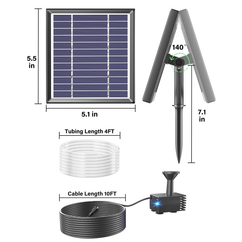 Biling Solar Fountain for Bird Bath, Solar Panel Kit Outdoor