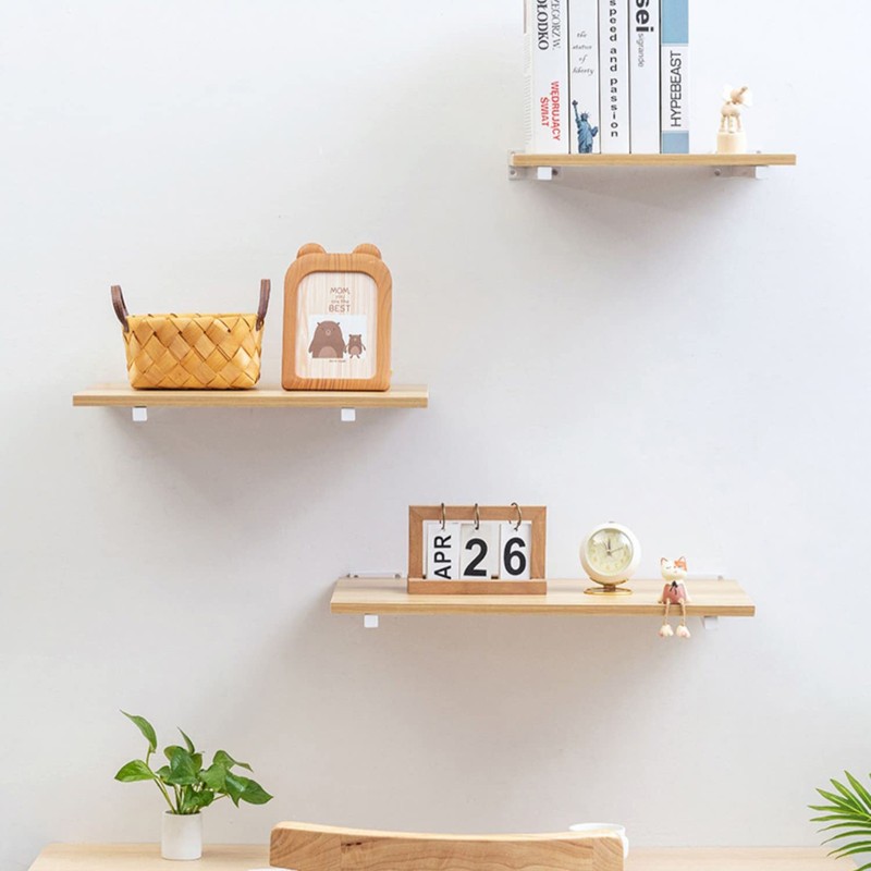 DOMI PRO 12inch/30cm Industrial White Thicken Floating Shelf Brackets Retro