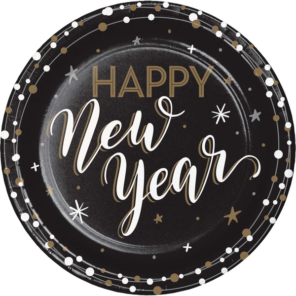 Trendware New Year's Shimmer Happy New Year Dinner Paper Plates,