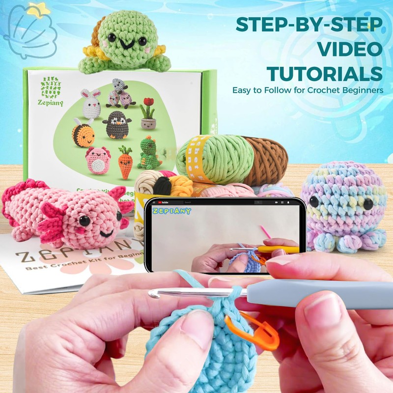 Crochet Kit for Beginners, Amigurumi Beginner Crochet Kits for Adults,