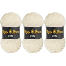 Baby Wool (#3 DK) Light Worsted Yarn Baby Yarn, Knitting Yarn Baby Best Plain Baby Wool, Anti-Pilling Knitting Wool, Crochet Wool, Acrylic Yarn for Knitting and Crocheting (3 Balls, 25 Cream)