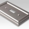 Amerelle Continental Double Toggle Cast Metal Wallplate in Satin Nickel