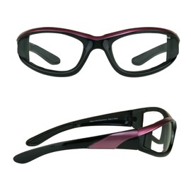 Bikershades Motorcycle Night Glasses Safety Foam Padded Black with Pink Frame for Women