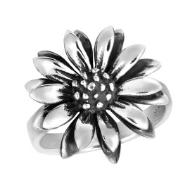 AeraVida Perennial Beauty Sunflower Sterling Silver Floral Ring-10