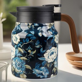 35 Oz Vintage Floral Tea Pot with Infuser,Insulated Stainless Steel Loose Leaf Teapot,6-12 Hour Hot/Cold Retention, Portable for Travel