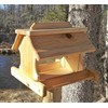 14 Inch Cedar Wood Post Mount Bird Feeder for Outdoors