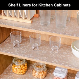 Cooyes Shelf Liner – Premium Cabinet Liner for Kitchen – Non-Adhesive Shelf Liners for Kitchen Cabinets – Waterproof Shelf Paper with Modern Pattern – Durable EVA Cabinet Liners