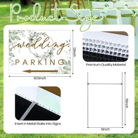 Memorywuu 3 Packs Wedding Parking Signs 17"x12" Wedding Entrance Sign with H Stakes Plastic Double Sided Printed Arrows Waterproof Outdoor Wedding Directional Arrow Lawn Yard Signs Decorations