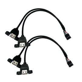 Seadream Dual USB 2.0 A Female Panel Mount to 9 Pin Header Motherboard Y Splitter Cable Adapter,2Pack Motherboard Internal 9pin Pitch 2.54mm to Dual USB 2.0 A Female Screw Lock Panel Mount Cable