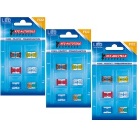 Assortment, LED status micro low profile car fuses, F132, set of 36, 5A-30A
