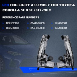 Misakomo Fog Lights - LED Front Fog Lamps Assembly Compatible with Toyota Corolla SE XSE 2017 2018 2019 - LED Fog Lamp Kit Replacement for 8144002030, 8143002030, TO2562103, and TO2563103