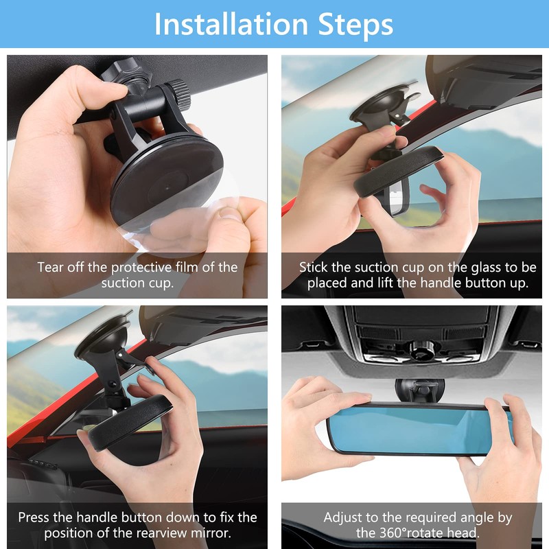 Rear View Mirror, Anti-Glare HD Blue Universal Car Interior Rearview