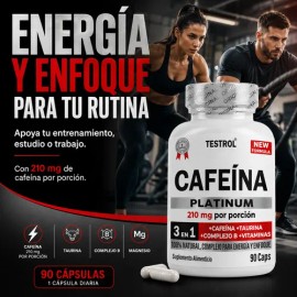 Cafeína 210 Mg  Testrol Platinum  90 Cápsulas                                                                                                         