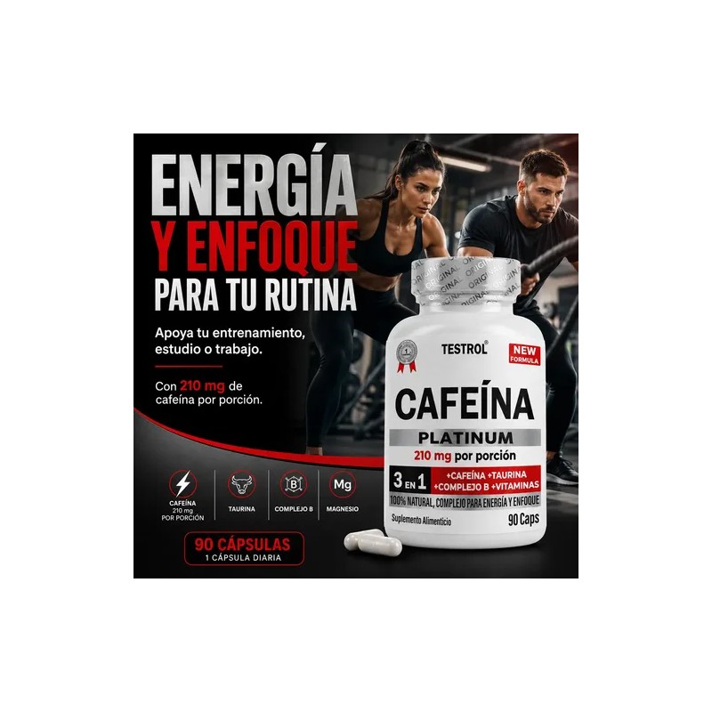 Cafeína 210 Mg Testrol Platinum 90 Cápsulas