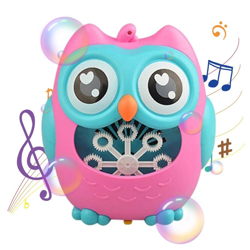 Bubble Machine for Kids Cartoon Owl 8 Holes Automatic Bubble
