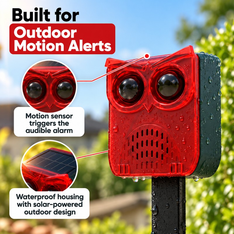 Solar Motion Sensor Alarm for Outdoor Security – Waterproof Sound