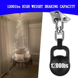 PXYOBTO Hammock Hanging Kit,Heavy Duty Hanging Hooks for Swing,360°Rotating Hanging Hook kit Stainless Steel 1200 lb Loading Hammock Hooks for Trapeze, Yoga, Boxing Bag, Hammock Chair, Porch (1 Pack)