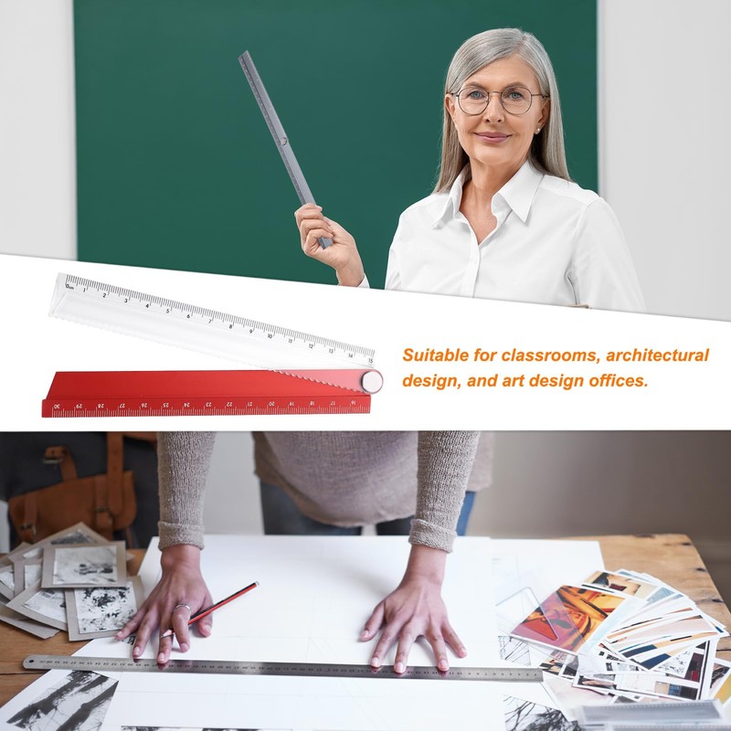 sourcing map 2pcs Folding Straight Ruler 30cm Metric Aluminum Alloy