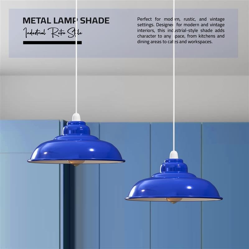 DCVOLTAGE Retro Ceiling Pendant Lamp Shade Navy Blue Metal 32
