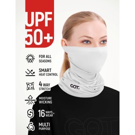GOT Sports Cooling Neck Gaiter - UPF 50+ Fishing Face Mask for Men Women - Thermoregulation & UV Sun Protection (White)