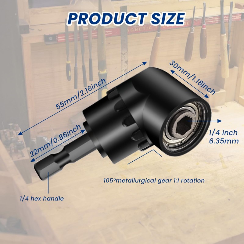 WEDAMOO 11Pcs Right Angle Drill Attachment Kit, 105 Degree Right