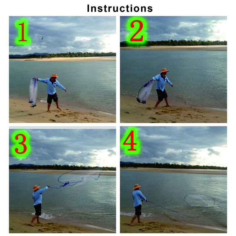 Cast Fishing Net with Aluminum Frame, 0.8 inch Mesh, 7.8-13.8