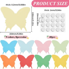 SOFPLATE Set of 8, 72 Pieces, 6 Inch Butterfly Paper Cut-Outs, Craft Shapes, Paper Cut-Outs, Colourful Blank Butterflies, Insects, Animals, Blank Summer Cutouts for School, Classroom