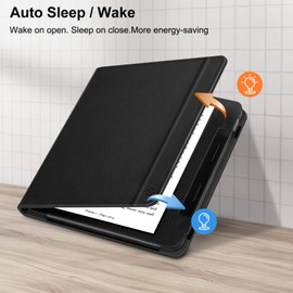 Fintie Stand Case for Kobo Sage (2021 Release) - Premium PU Leather Sleeve Cover with Card Slot and Hand Strap for 8" Kobo Sage eReader, Black