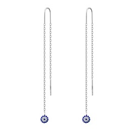 Crystal Pave Evil Eye Riviere Statement Drop Earrings in 925 Sterling Silver, Sterling Silver, Cubic Zirconia