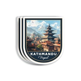 (3 Pcs 3X3) Kathmandu Nepal Stickers - Kathmandu Travel Sticker - Nepal Travel Gift - Kathmandu Souvenir - Decals for Luggage - Suitcase - Scrapbook - Laptop - Water Bottle