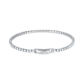 MINDDHA 18K White Gold Plated 2mm Cubic Zirconia Tennis Bracelet | Silver Bracelets for Women |Classic CZ Bracelet |Classic CZ Bracelet | Size 7.5 Inch