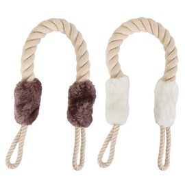 Pack of 2 Door Stoppers Latch Door Cords Pinch Protection Cotton Window Stopper for Pets 60 cm / 11.6 Inch Door Clamp Protection Cord Door Cords Children Safety Finger Protection White & Brown