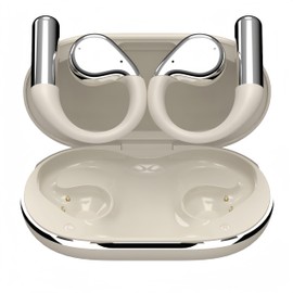 Wireless Earbuds with Ear Hooks, Open-Ear Bluetooth 5.4 Sport Headphones, Waterproof Over-Ear Buds with LCD Display and Touch Controls – Perfect for Running, Fitness, and Walking (White)