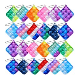 Squeeze Toy, Keychain, Push Pop, Fidget Toy, Push Pop Pop, Bubble Sensation, Decompression Goods, Stress Relief, Intelligence Development, Washable, For Kids and Adults, Educational Toys, 24 Pcs/Set (Random Color)