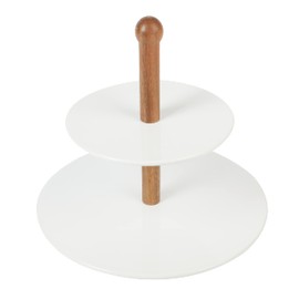 Gibson Home Gracious Dining 3 Piece 10.8" Serving Stand w/ Wood, White