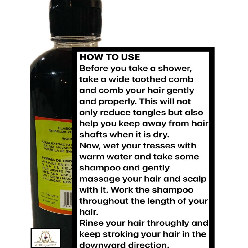 Vanessa Producto 100% Natural Mexicano 2 BOTTLES, HAIR REGROWTH SHAMPOO
