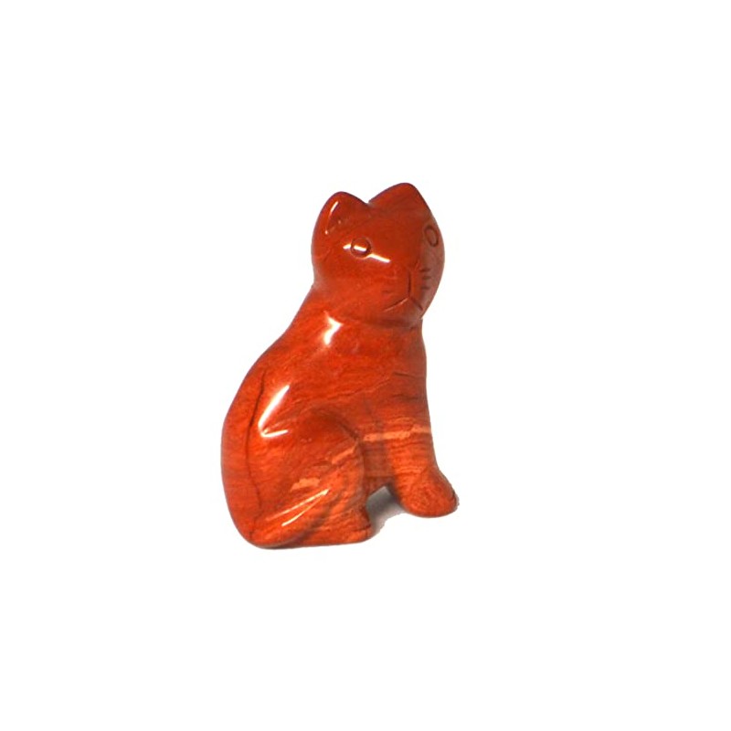 Roter Jaspis Katze, Edelstein Tiergravur Katze 5 cm, Steintier Jaspis